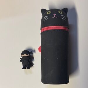 Black Cat Pencil Case and Ninja Collectible Eraser
